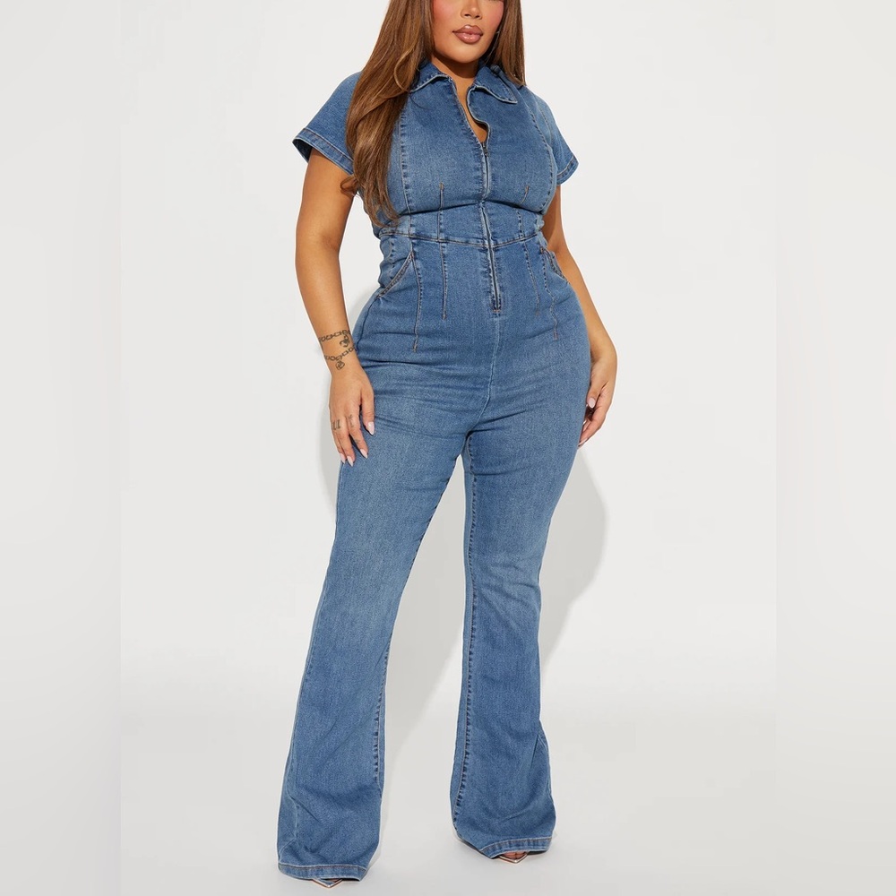 Fashion Nova Blue Denim Jumpsuit